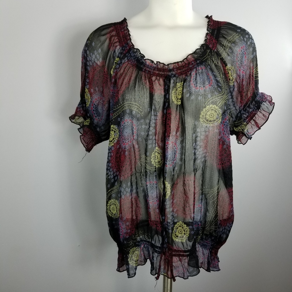 American Rag Women Black Red Top short Sleeves